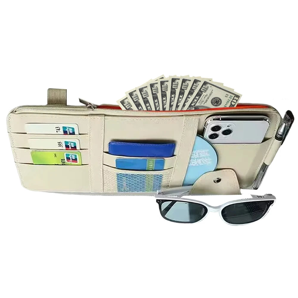 Car Sun Visor Bill Pen Business Card Holder CD DVD Organizer Storage Box Sunglasses Clip Stowing Tidying Car Accessories 