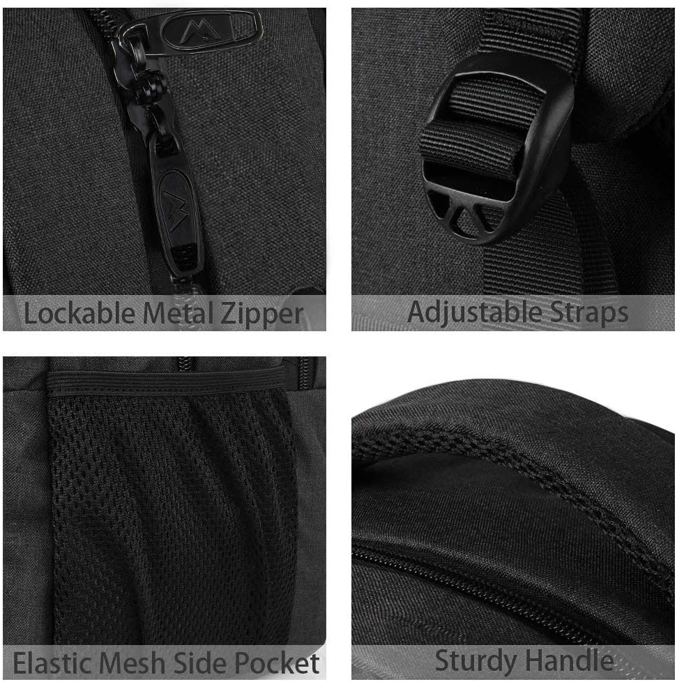 MATEIN Business Laptop Backpack, 15.6 Inch Travel Laptop Bag Rucksack with USB Charging Port, Water-Resistant Bag Daypack for Work Anti-Theft College Computer Men Women Backpack, Black