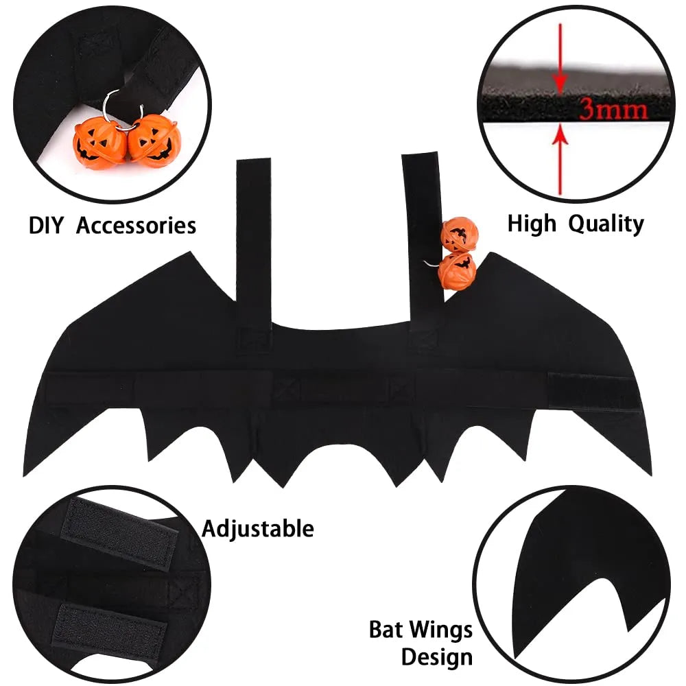 Halloween Cat Clothes Bat Wings Funny Dog Cosplay Costume With Pumpkin Bells 2023 New Dog Clothes Pet Supplies