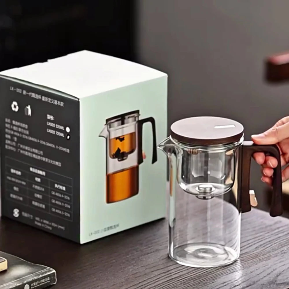 Glass Tea Pot Kettle Infuser 520ml/720ml Teapot Water Separation Inner Magnet One Click Magnetic Switch Tea Filtration Cup Set
