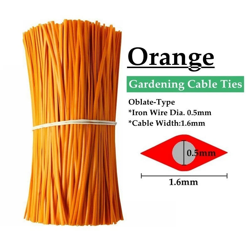 100pcs Gardening Cable Ties Reusable Oblate Iron Wire Bonsai Flower Cucumber Vine Climbing Plants Cable Tie