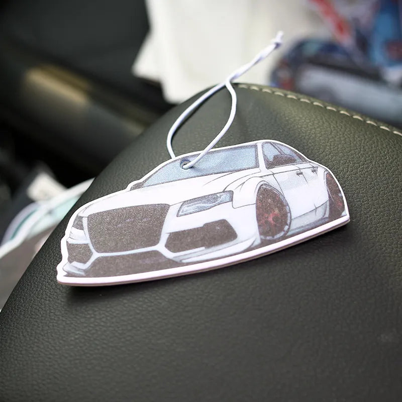 JDM Style Car Rear View Mirrow Pendent Air Freshener Solid Paper Piston Brake Wheel Rim Shock Absorber