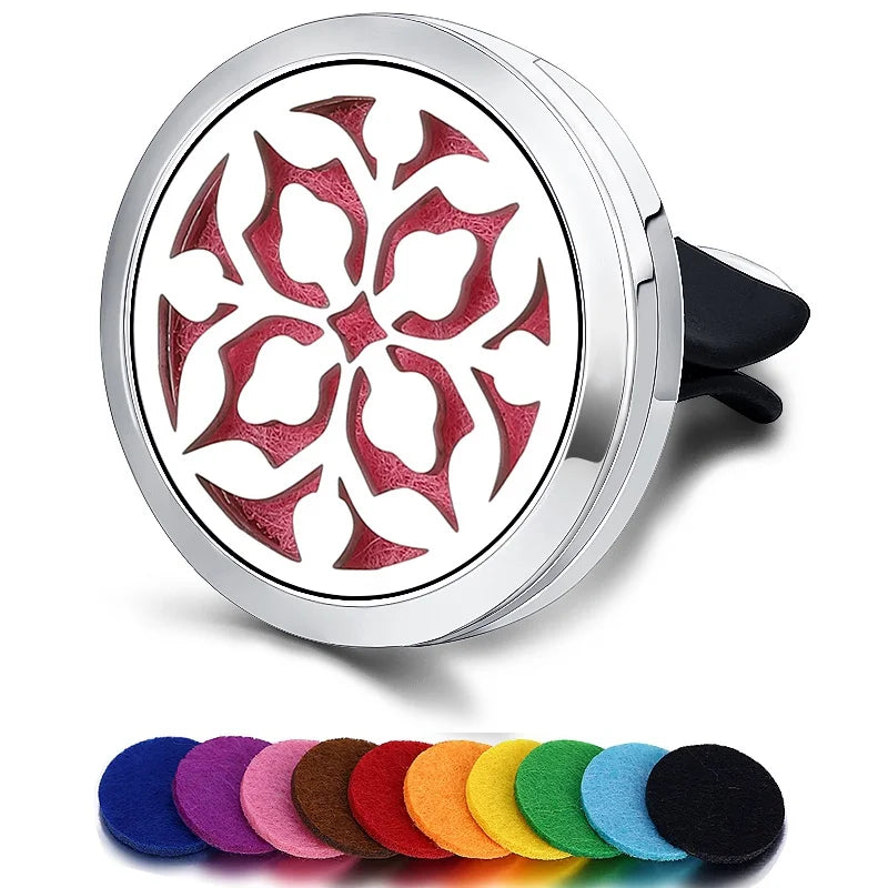 Refillable Car Air Freshener Smell Perfume Diffuser Clip Auto Vent Essential Oil Stainless Steel Locket Interior Accessories