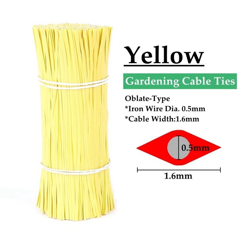 100pcs Gardening Cable Ties Reusable Oblate Iron Wire Bonsai Flower Cucumber Vine Climbing Plants Cable Tie