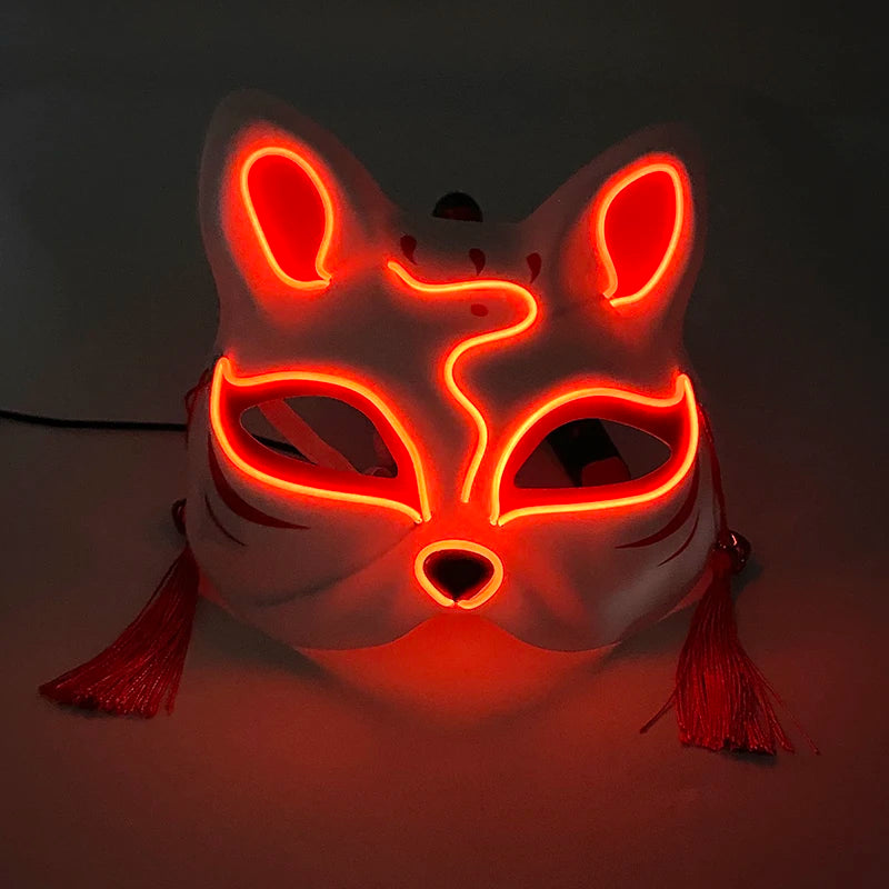 Halloween 10 Colors LED Neon El Wire Mask Cosplay Luminous Fox Mask Dance Party Dress Accessories