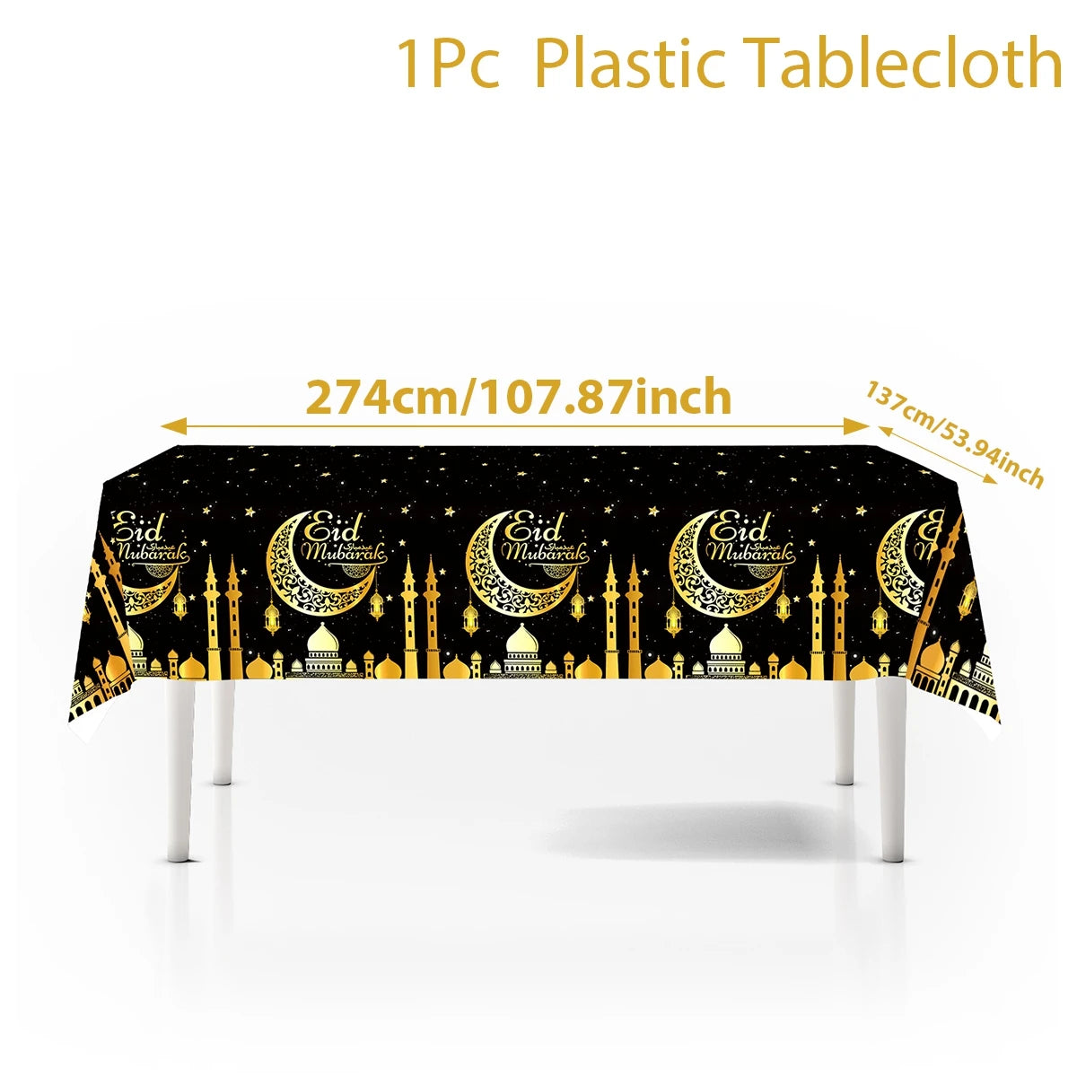 Eid Mubarak Tablecloths Ramadan Decoration for Home 2024 Islamic Muslim Party Decor Ramadan Tableware Supplies Eid Al Adha Gift
