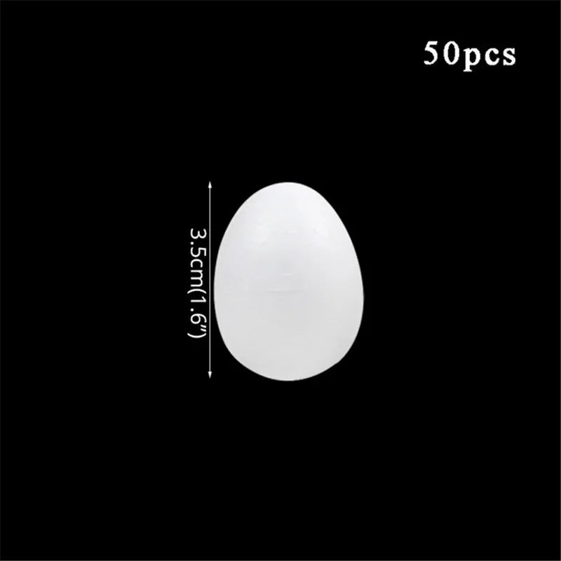 50pcs Easter Decoration Foam Eggs Kids Favors Gifts DIY Painting Modelling Polystyrene Styrofoam Ball Eggs Easter Decor for Home