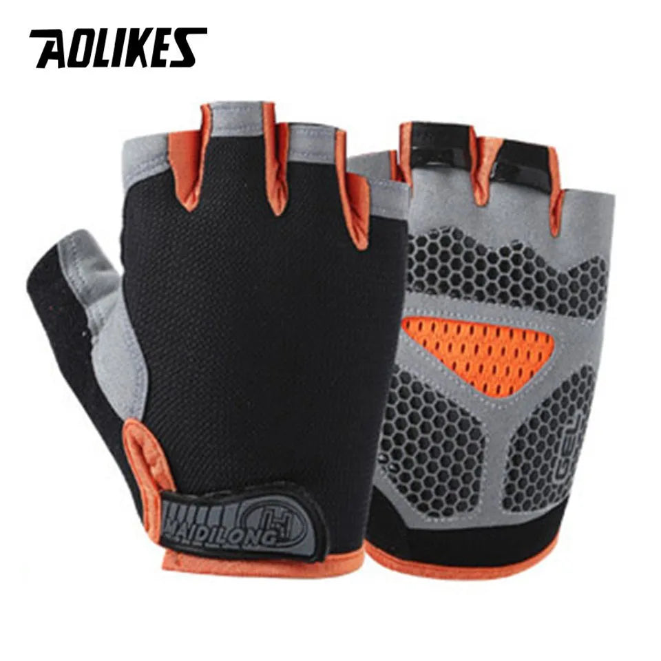 AOLIKES Cycling Gloves MTB Road Riding Gloves Anti-Slip Camping Hiking Gloves Gym Fitness Sports Bike Bicycle Glove Half Finger