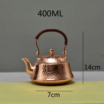 Pure Copper Tea Kettle, Handmade Teapot, Retro Pot for Kung Fu Tea, 400ml