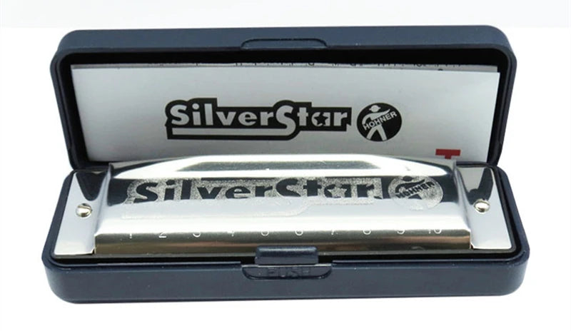 Hohner 10 Holes Armonica Diatonica Harmonica Blues Harp Key of C Mouth Organ Sliver Star Gaita Music Instrument Mundharmonika