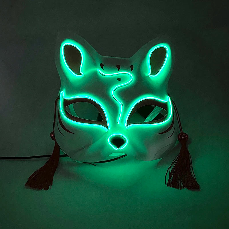 Halloween 10 Colors LED Neon El Wire Mask Cosplay Luminous Fox Mask Dance Party Dress Accessories