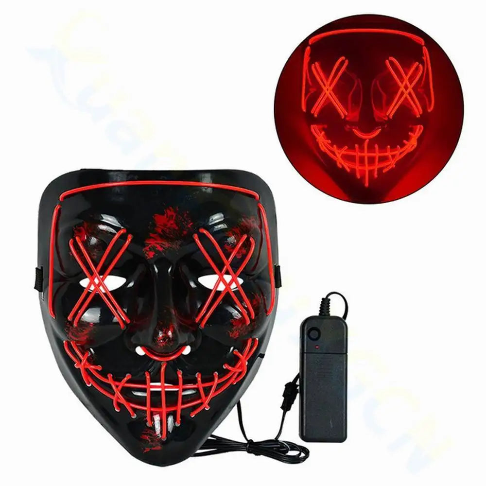 Cosmask Halloween Neon Mask Led Mask Masque Masquerade Party Masks Light Glow in the Dark Funny Masks Cosplay Costume Supplies