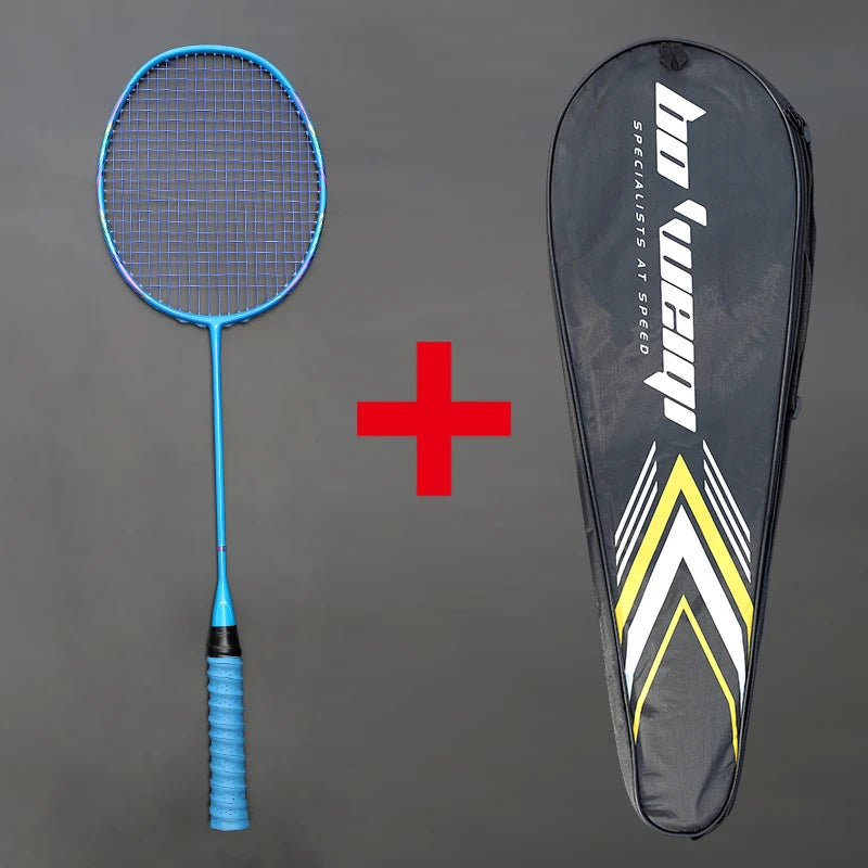Super Light 8U Full Carbon Fiber Badminton Rackets With Bags String Professional Racket Strung Padel Sports