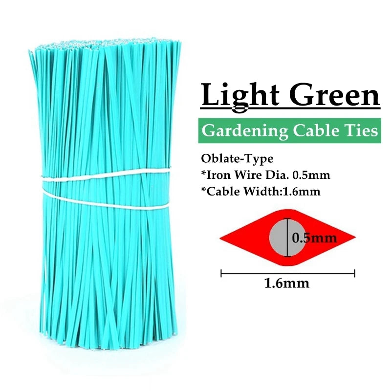 100pcs Gardening Cable Ties Reusable Oblate Iron Wire Bonsai Flower Cucumber Vine Climbing Plants Cable Tie