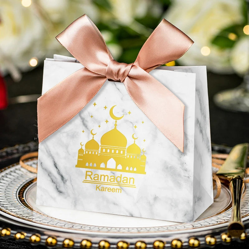 Eid Mubarak Candy Box Set Paper Packaging Gift Bag Party Favor Ramadan Gift Box Muslim Islamic Party Supplies Kareem Decoration
