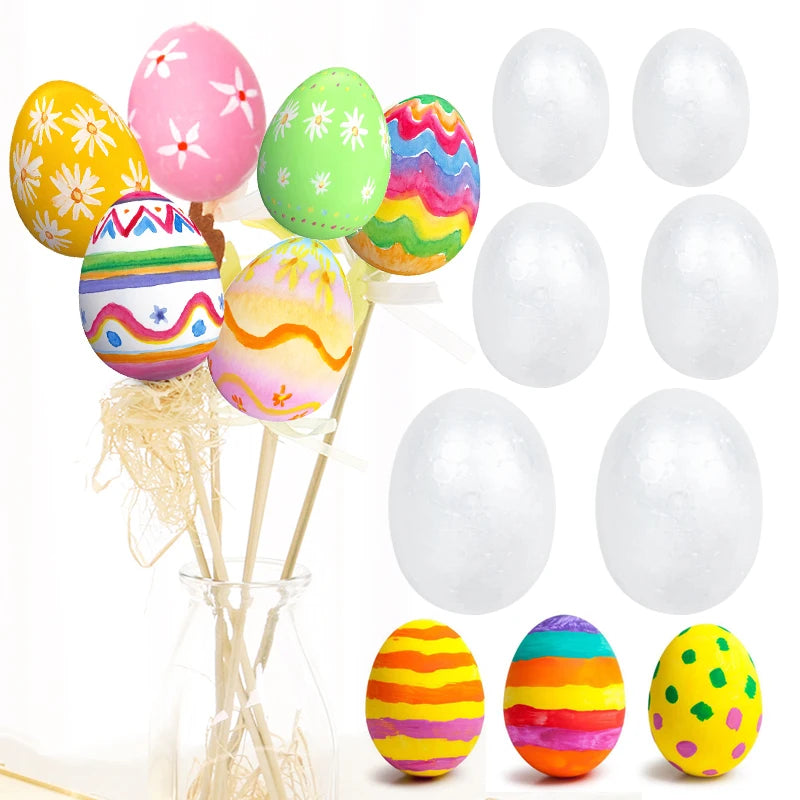20pcs 3.5-9cm Painting Easter Foam Egg White Polystyrene Styrofoam Foam Egg Ball for Home Happy Eatser Party Decor DIY Kids Gift