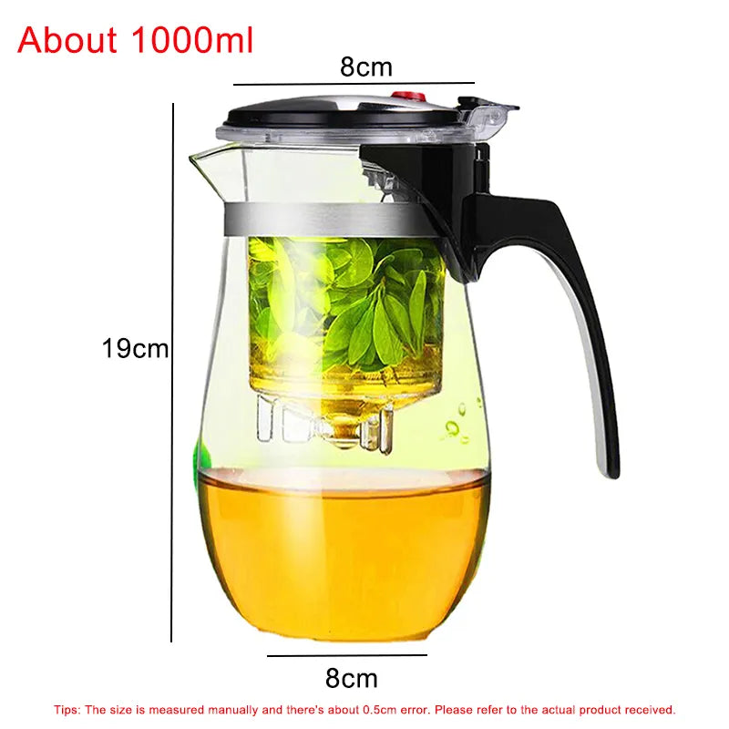 High Quality Heat Resistant Glass Tea Pot Chinese Teaware Kung Fu Tea Set Puer Kettle Coffee Glass Pot Convenient Office TeaPot