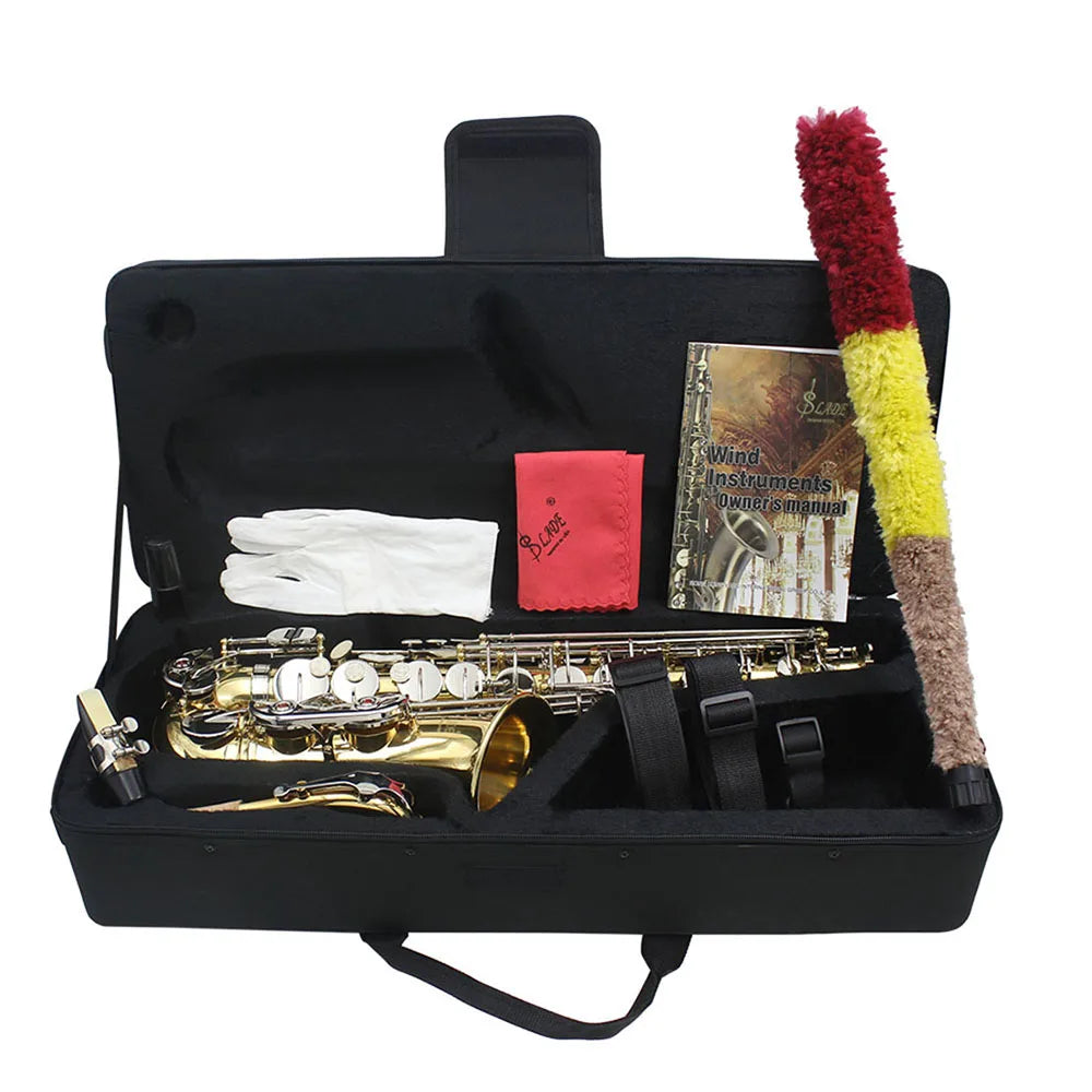 High Quality Eb Alto Saxophone Brass Lacquered Gold E Flat Sax Musical Woodwind Instrument With Case Mouthpiece Accessories