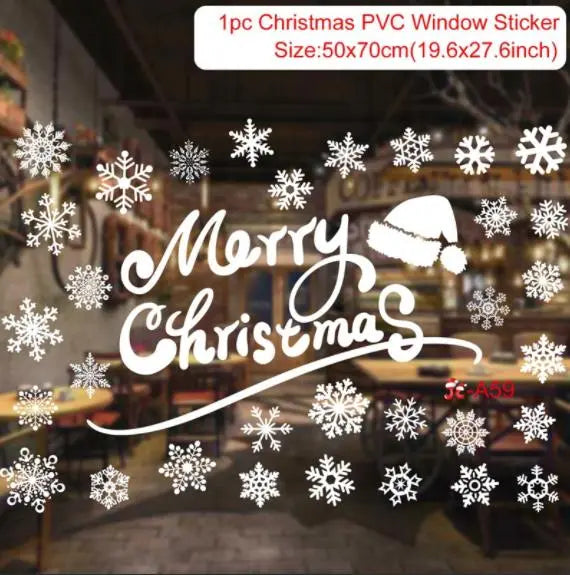 Christmas Wall Window Stickers Marry Christmas Decoration for Home 2024 Christmas Ornaments Xmas Navidad Gift New Year 2025