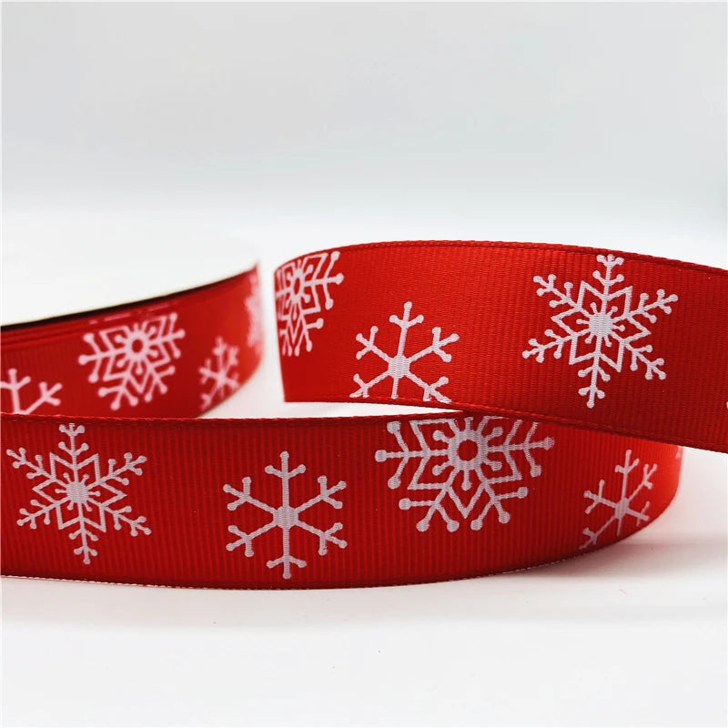 5yards/Lot 25mm Christmas Decor Grosgrain Ribbon Printed Christmas Ribbon for Handmade Design Christmas Decoration Sewing Fabric