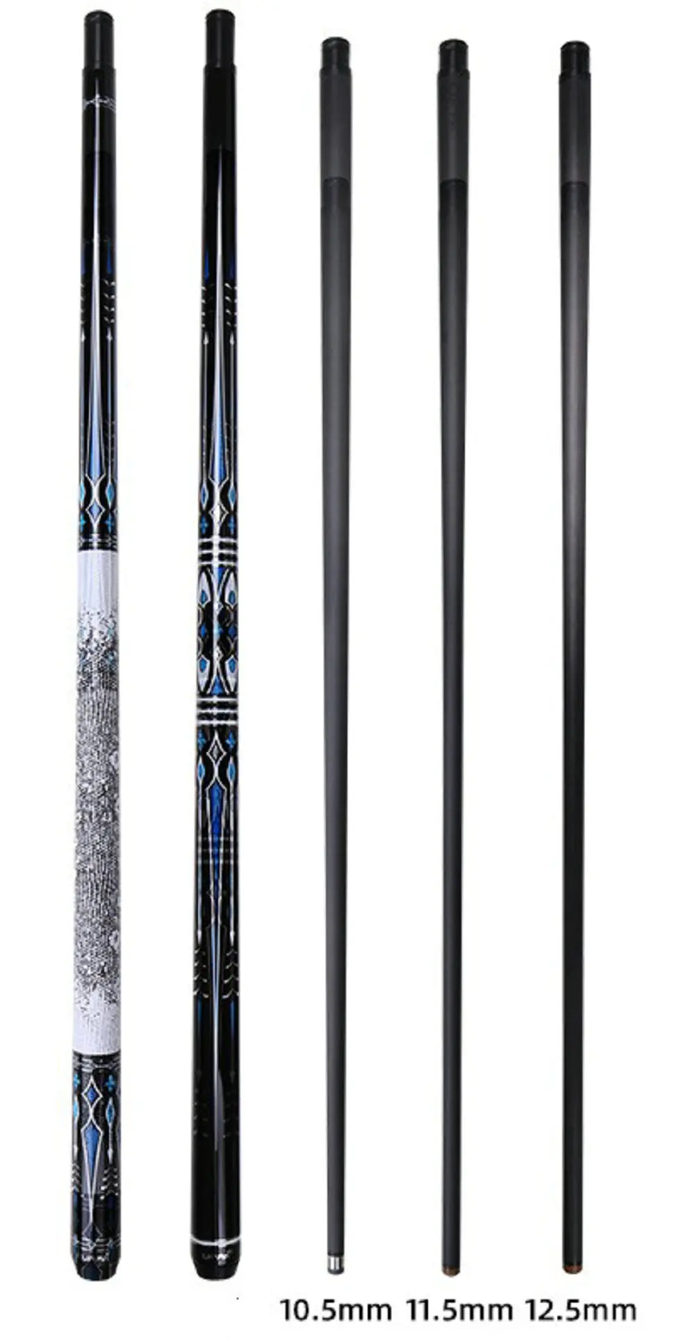 Cuppa 58" New Challenge Carbon Energy Billiard Pool Cue Stick 10.5/11.5/12.5mm Set