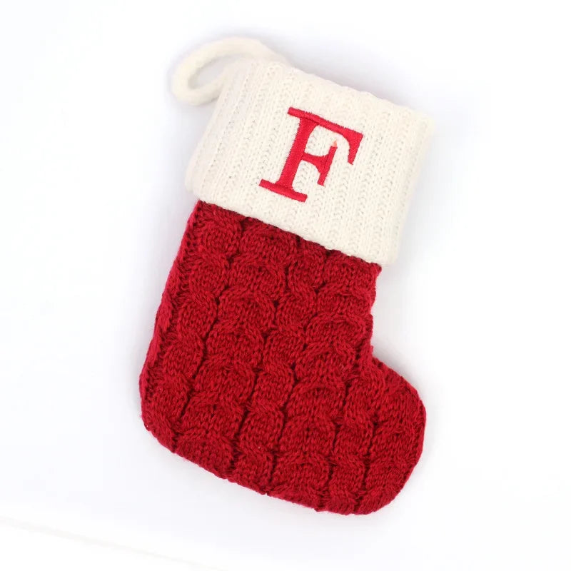 Merry Christmas Socks Red Snowflake Alphabet Letters Christmas Stocking Christmas Tree Pendant Decorations for Home Xmas Gift