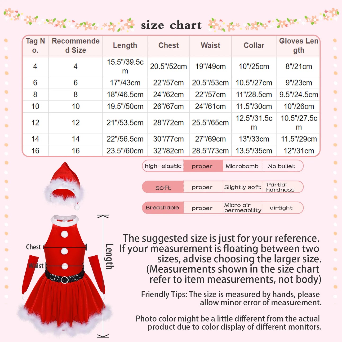 4-16y Girls Christmas Santa Claus Cosplay Costume Ballet Skating Dance Tutu Dress With Hat Gloves Xmas New Year Party Clothes