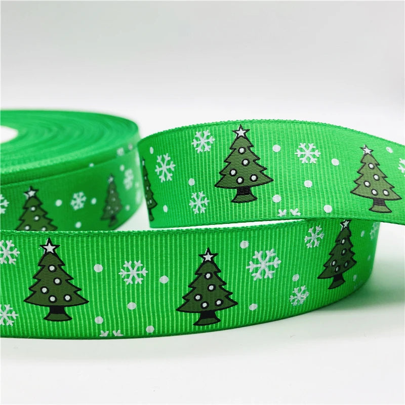 5yards/Lot 25mm Christmas Decor Grosgrain Ribbon Printed Christmas Ribbon for Handmade Design Christmas Decoration Sewing Fabric