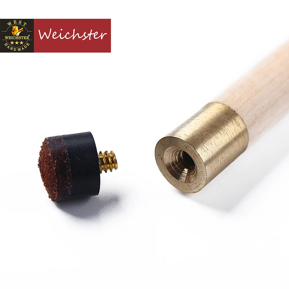 Weichster Billiard Pool Cue Stick 1/2 Maple Wood With Case and Glove 58" 13mm Screw on Tip Cue