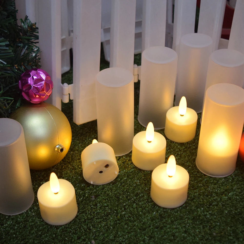 Led Candle Set Rechargeable Electronic Flicker Flameless Candles Lamp With Timer Remote for Home Decor Christmas Candle Lights
