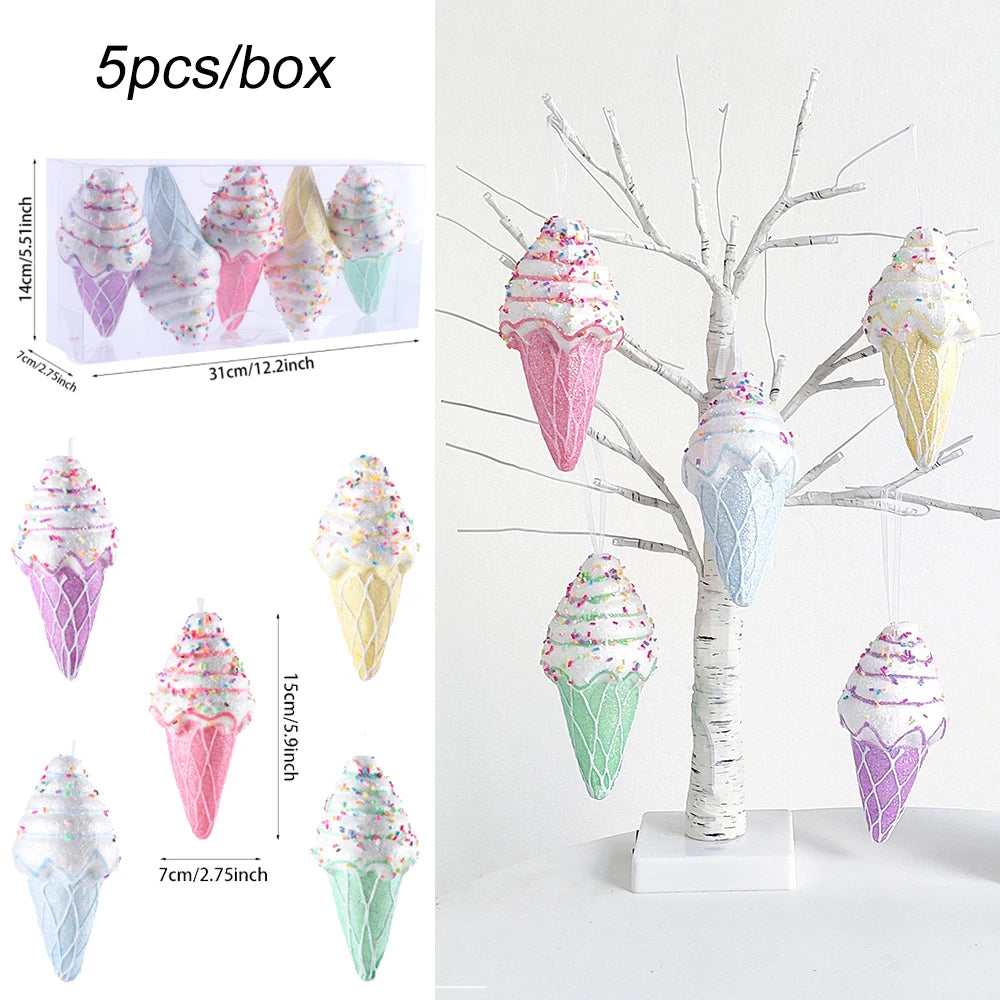 Christmas Hanging Candy Balls Ornament Donut Cupcake Ice Cream Cone Christmas Tree Pendant Home Navidad Christmas Decoratio 2024