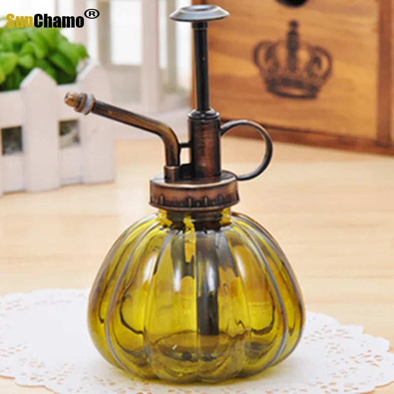 Gardening Plant Watering Cans Retro Antique Copper Kettle Small Watering Can Pumpkin Glass Gardening Water Cans Garden Supply