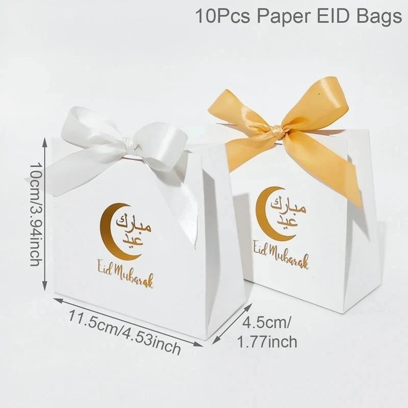 24Pcs Eid Mubarak Candy Gift Box Eid Black White Packaging Box Ramadan Decoration 2024 Islam Muslims Festive Party Supplies