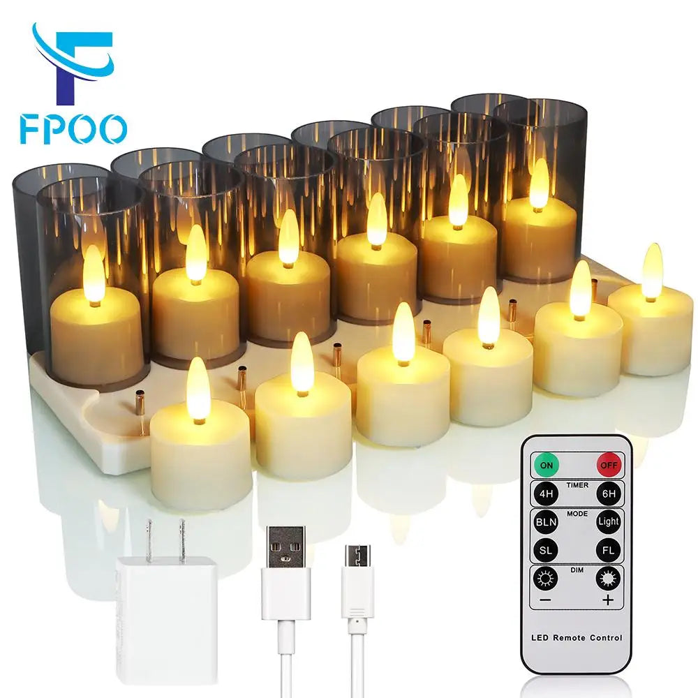 Led Candle Set Rechargeable Electronic Flicker Flameless Candles Lamp With Timer Remote for Home Decor Christmas Candle Lights