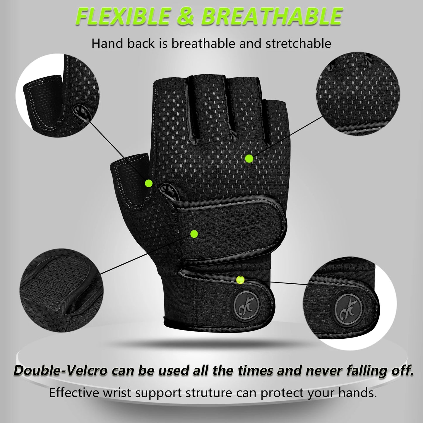 MOREOK Gym Gloves Non-Slip 3MM Pads Pull Up Power Training Weight Lifting Gloves Kettlebell Workout Exercise Fitness Gloves Men