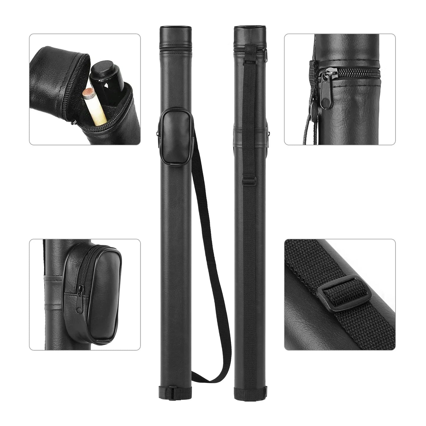 New 2/4Holes Pool Cue Case Billiard Bag With Divider Billiard Pool Cue Stick Carrying Bag Portable Billiard Case Accessories
