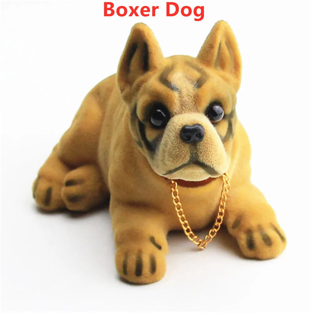 Car Ornament Nodding Dog Creative Shaking Head Puppy Dog Car Dashboard Doll Bobblehead Dog Toy Lucky Gold Chain Rocking Head Dog