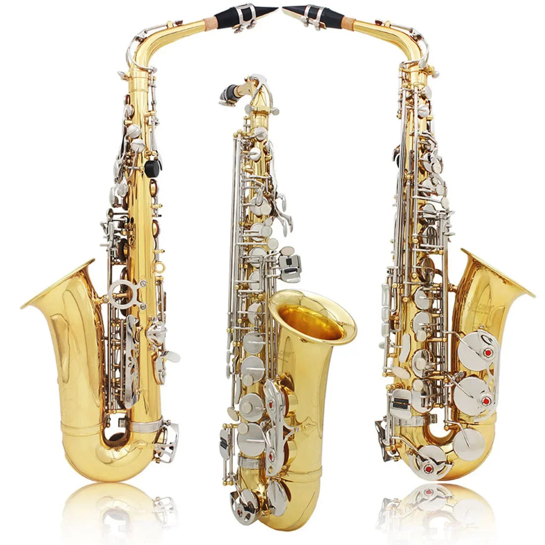 High Quality Eb Alto Saxophone Brass Lacquered Gold E Flat Sax Musical Woodwind Instrument With Case Mouthpiece Accessories