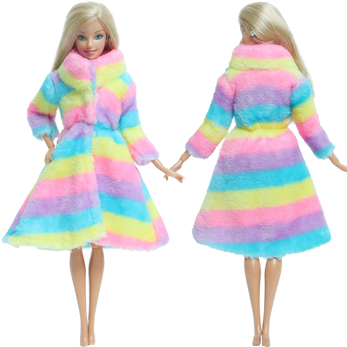 1 Pcs Handmade High Quality Doll Coat Dress Fur Clothes for Barbie Doll Winter Wear Leopard Outfit Doll Accessories Kids Toys