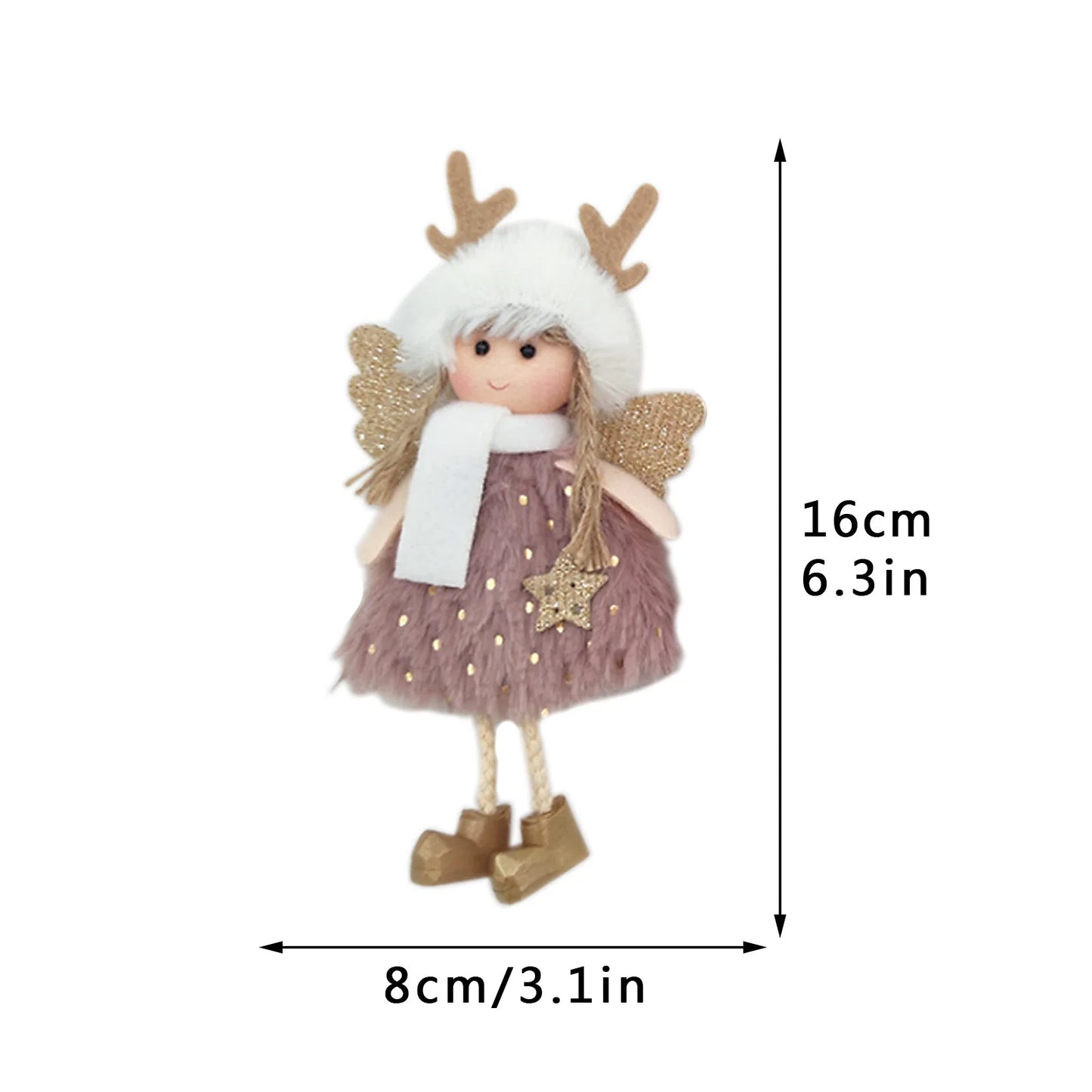 Christmas Tree Decoration Gift Charm Decorations Charms Pendants Angel Light Weight Cute Plush Angel 8X16cm Home Xmas Navidad