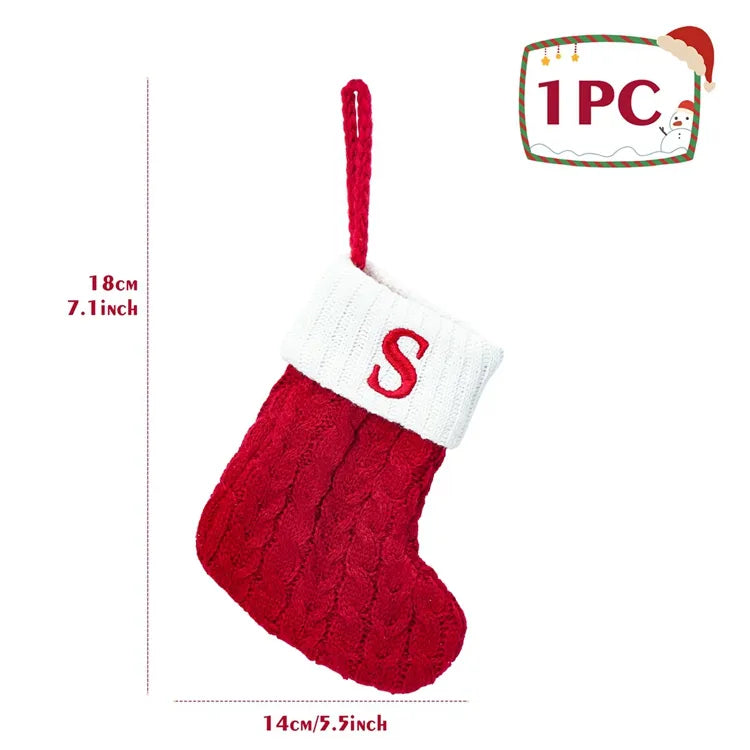 Christmas Alphabet Knitting Socks Christmas Tree Ornaments Christmas Decorations for Home 2023 Navidad Noel 2024 Xmas Gift