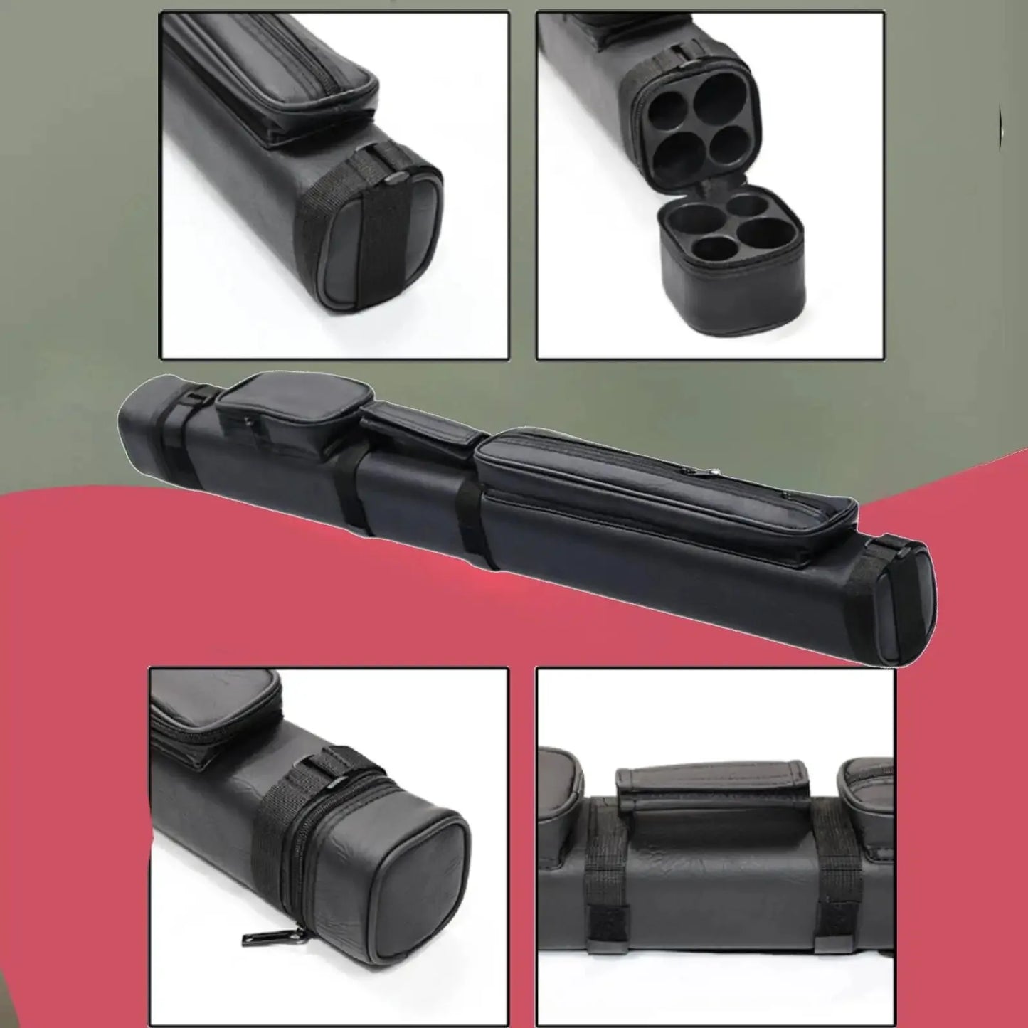 New 2/4Holes Pool Cue Case Billiard Bag With Divider Billiard Pool Cue Stick Carrying Bag Portable Billiard Case Accessories