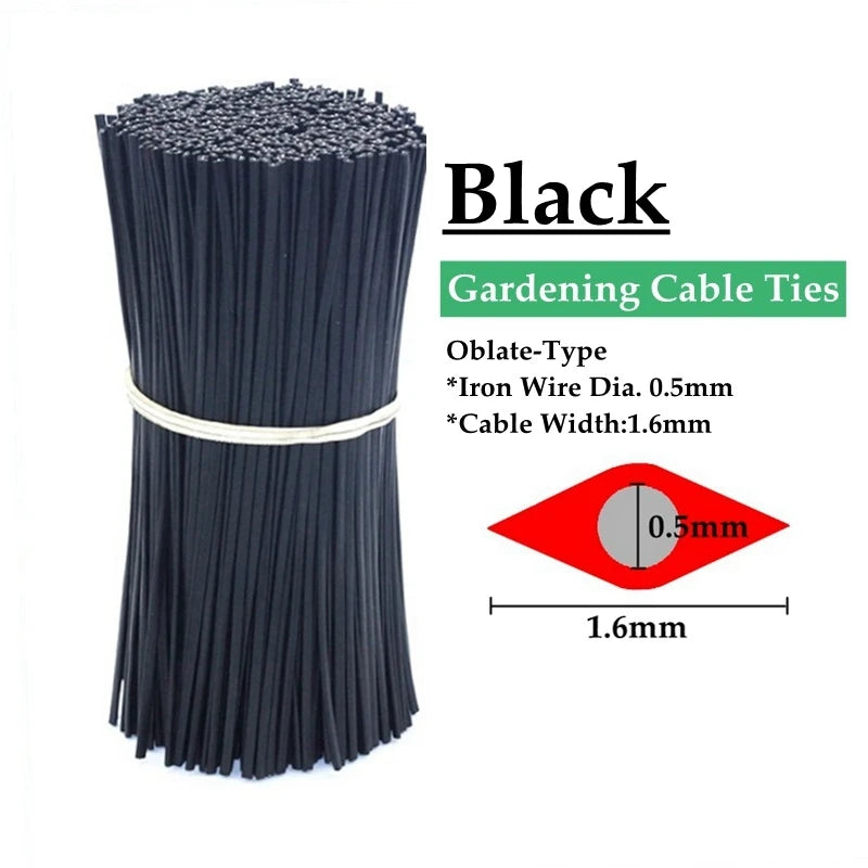 100pcs Gardening Cable Ties Reusable Oblate Iron Wire Bonsai Flower Cucumber Vine Climbing Plants Cable Tie