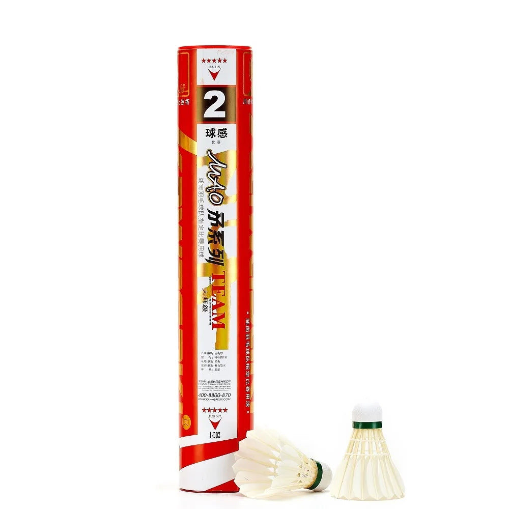 12Pcs Kawasaki Tournament Shuttlecock White Goose Feather Professional Badminton Ball Durable Speed 76 77