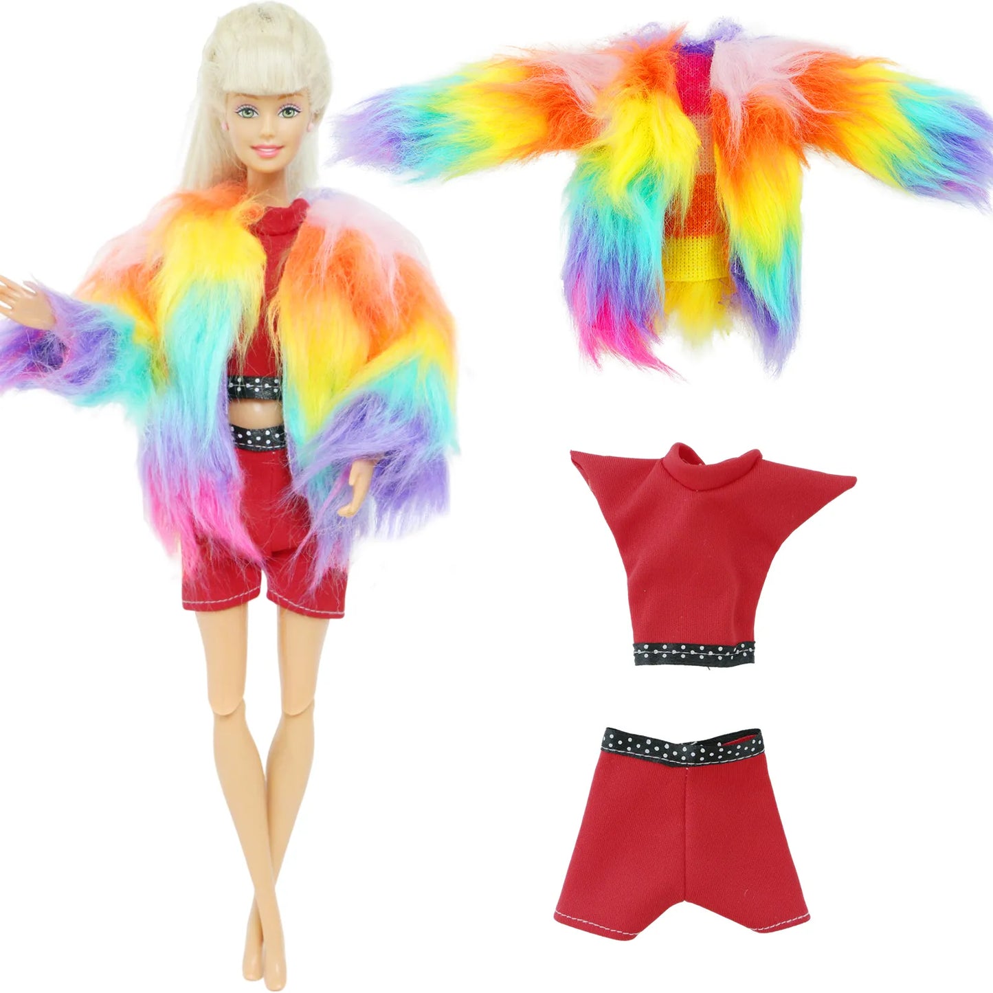 1 Pcs Handmade High Quality Doll Coat Dress Fur Clothes for Barbie Doll Winter Wear Leopard Outfit Doll Accessories Kids Toys