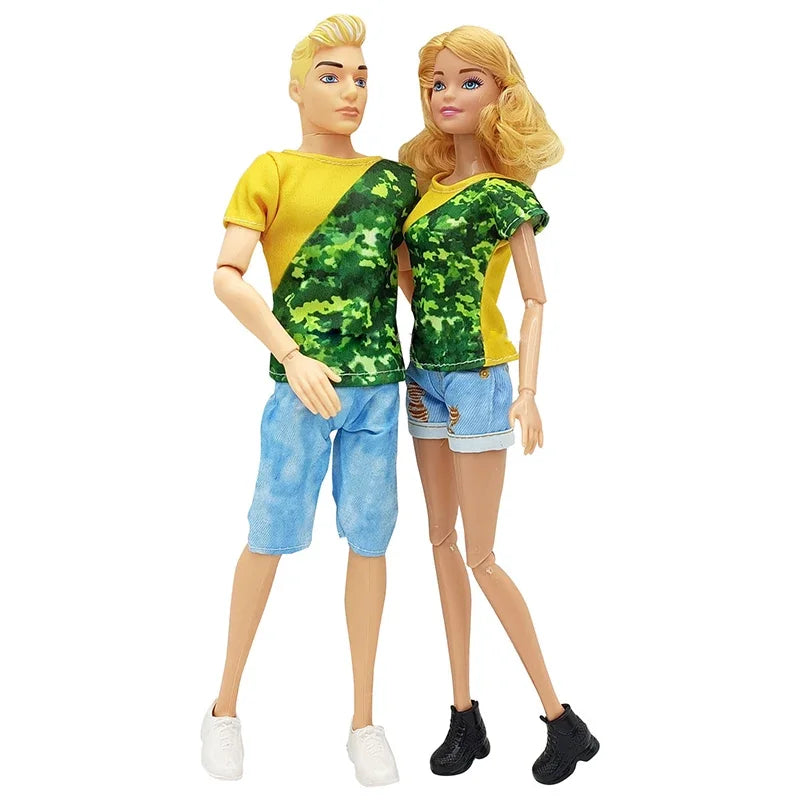 30cm Couple Doll Girlfriend & Boyfriend Ken Doll 1/6 Doll With Wheat Complexion Body Couple Outfit Parents Cosplay Toys Gifts