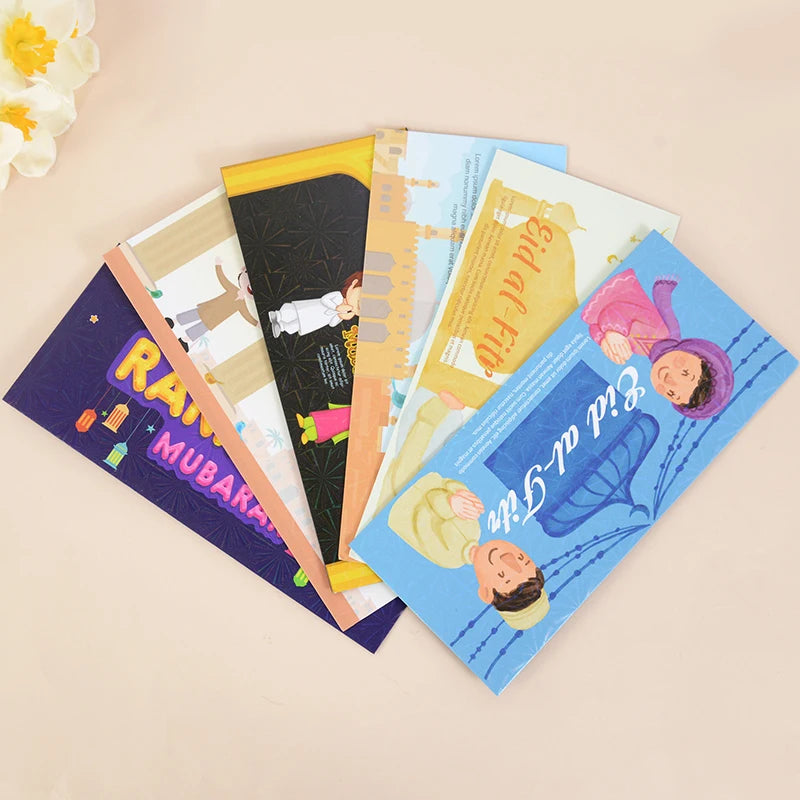 6pcs/Set Eid Mubarak Cash Envelopes Ramadan Mubarak Decoration Money Gift Card Holder Paper Bag Islam Muslim Eid Al-Fitr Supply