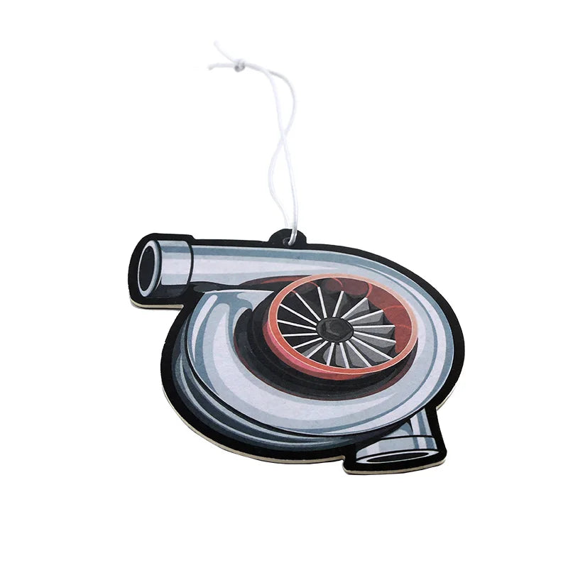 JDM Style Car Rear View Mirrow Pendent Air Freshener Solid Paper Piston Brake Wheel Rim Shock Absorber