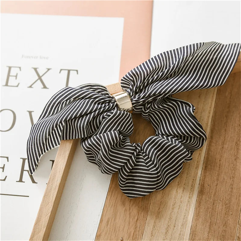 Chiffon Hair Scrunchies Women Fashion Pearl Ponytail Holder Hair Tie Hair Rope Rubber Bands Hair Accessories Bowknot Headwear