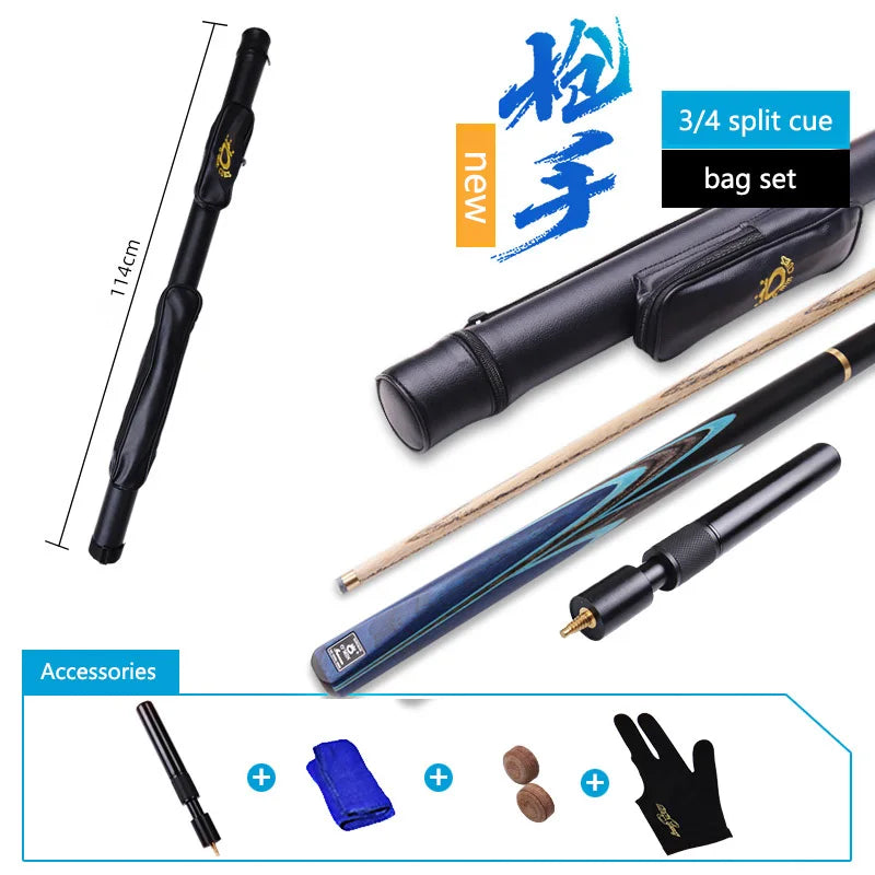 OMIN-Gunman the New Generation Billiard Stick Ash Shaft Snooker Case Supplies 3/4 Split Pool One Piece Cue Tip Size 10mm 9.5mm
